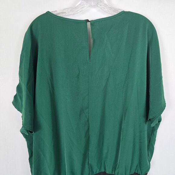 Bloomchic Bodysuit Women's 2X Green Short Sleeve V-Neck Back Cut Out NWT - Picture 6 of 10